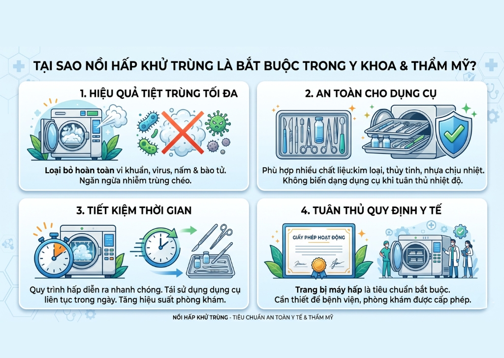 Sử dụng nồi hấp tiệt trùng những lý do sau